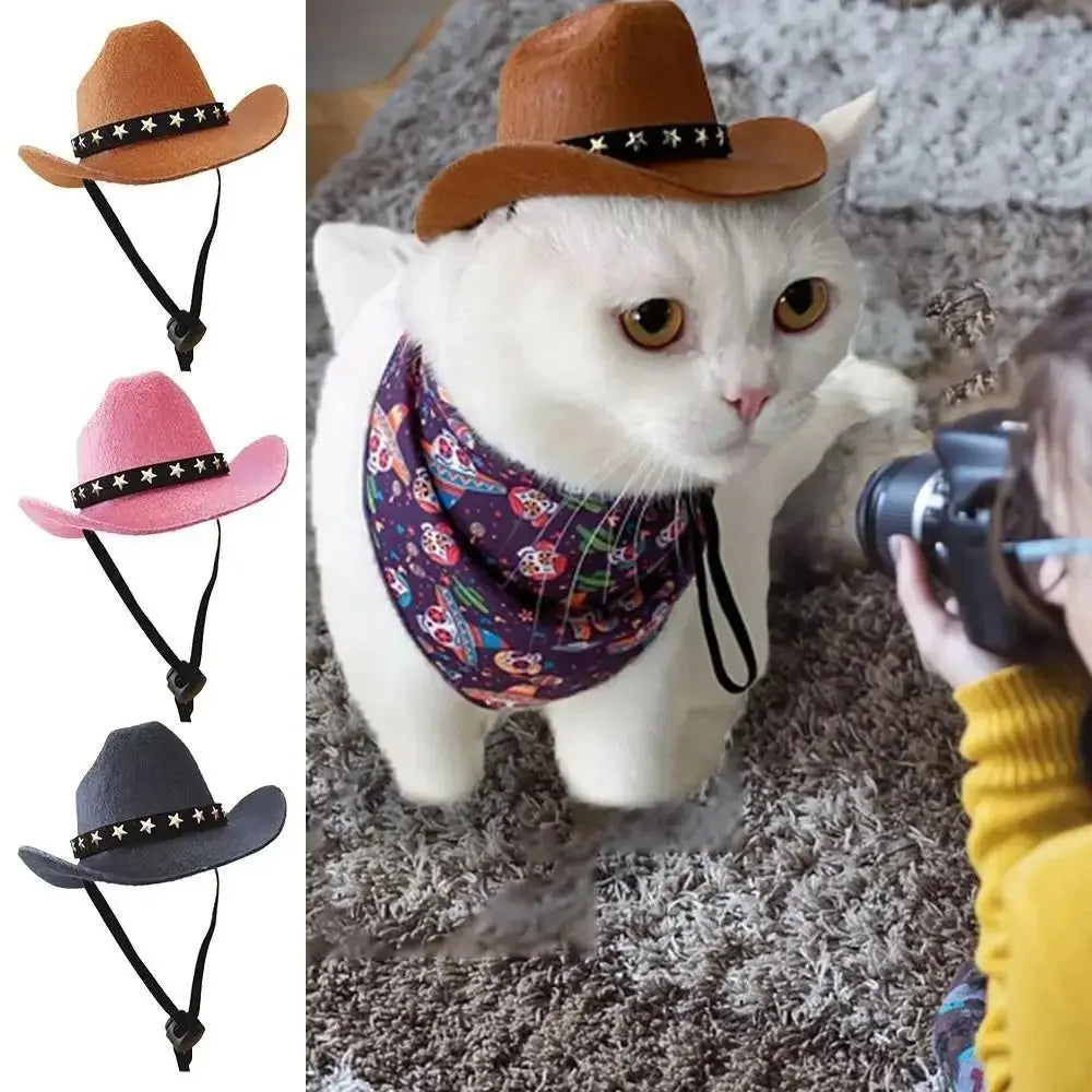 Adjustable Funny Pet Dog Hat Outdoor Summer Pet Accessories Dogs Cats Headwear Cowboy Hats Dog Cat Poochi Paws