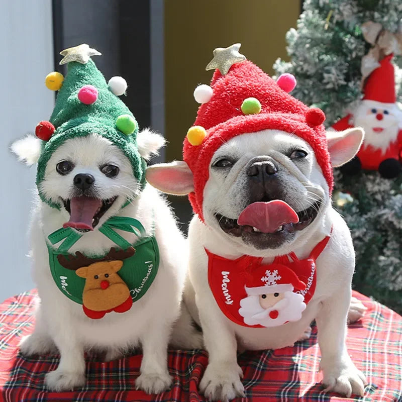 Christmas Pet Cat Dog Hat Santa Small Puppy Xmas Holiday Costume Ornaments Cosplay Props Caps 2025 Christmas Party Pet Supplies Poochi Paws