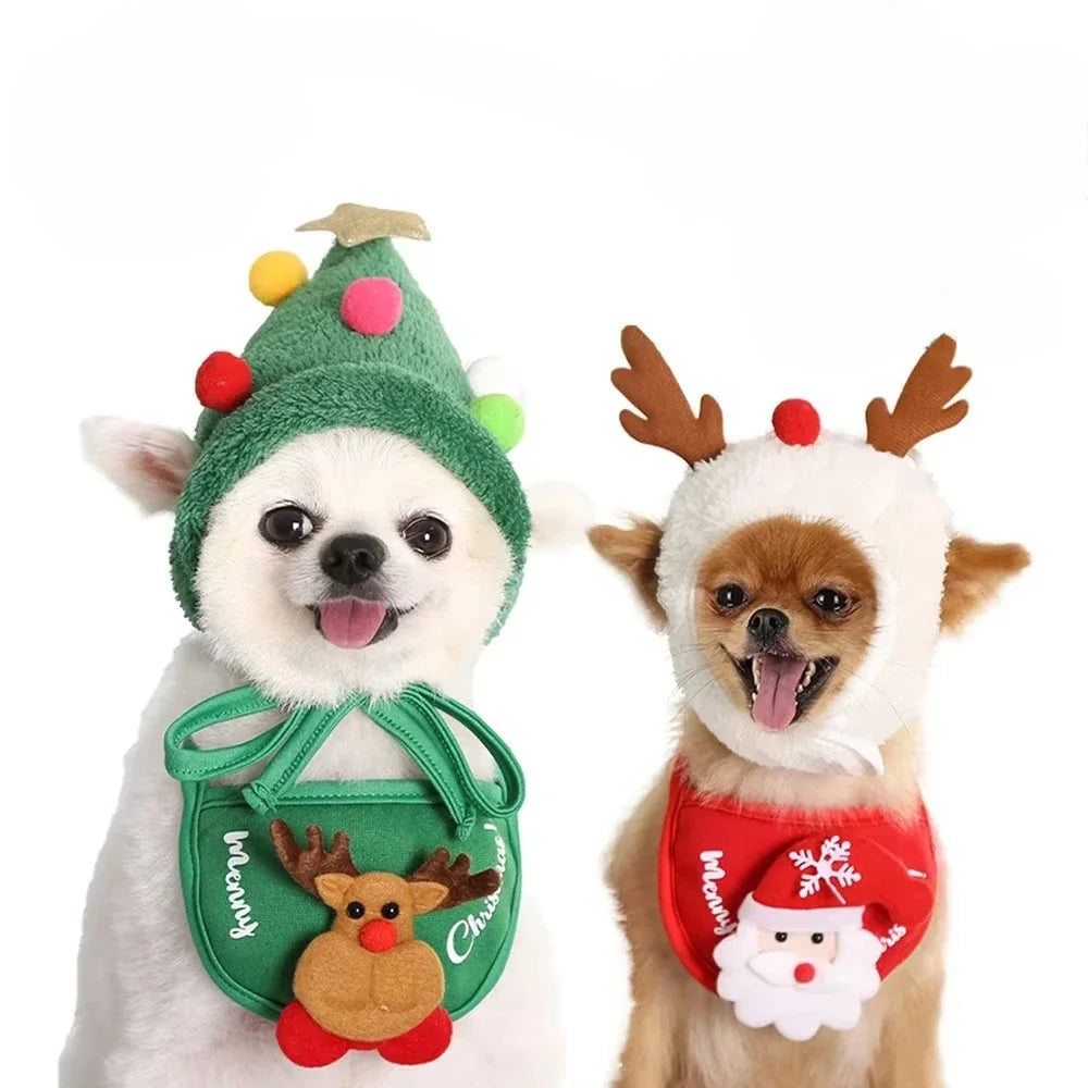 Christmas Pet Cat Dog Hat Santa Small Puppy Xmas Holiday Costume Ornaments Cosplay Props Caps 2025 Christmas Party Pet Supplies Poochi Paws