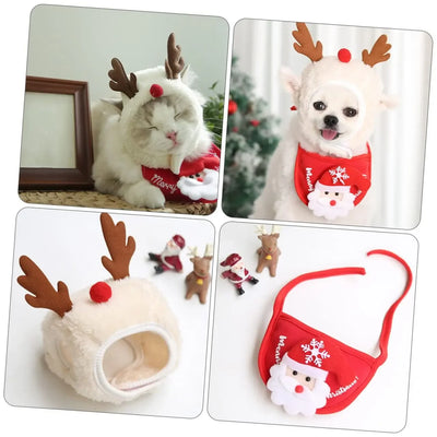 Christmas Pet Cat Dog Hat Santa Small Puppy Xmas Holiday Costume Ornaments Cosplay Props Caps 2025 Christmas Party Pet Supplies Poochi Paws