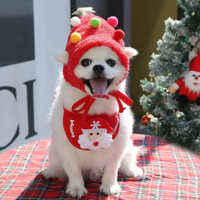 Christmas Pet Cat Dog Hat Santa Small Puppy Xmas Holiday Costume Ornaments Cosplay Props Caps 2025 Christmas Party Pet Supplies Poochi Paws