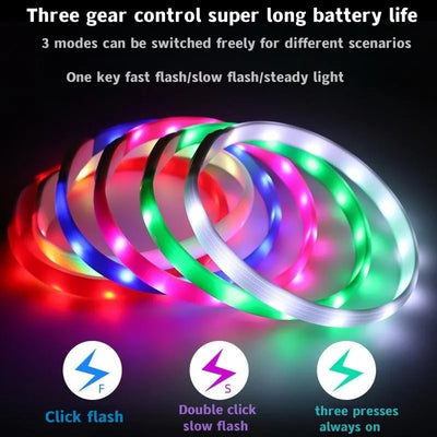 New Led Luminous Dog Collar PVC Waterproof , For Large Medium Small Dogs Collar Usb Light Night Safety Pet Glowing Accessories Poochi Paws