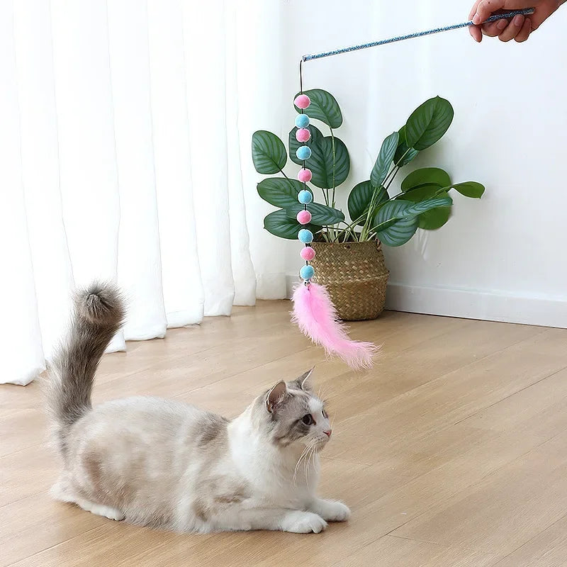 Interactive Feather Cat Teaser with Plush Ball AliExpress