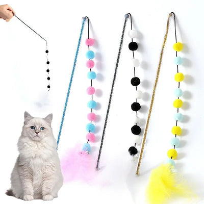 Interactive Feather Cat Teaser with Plush Ball AliExpress