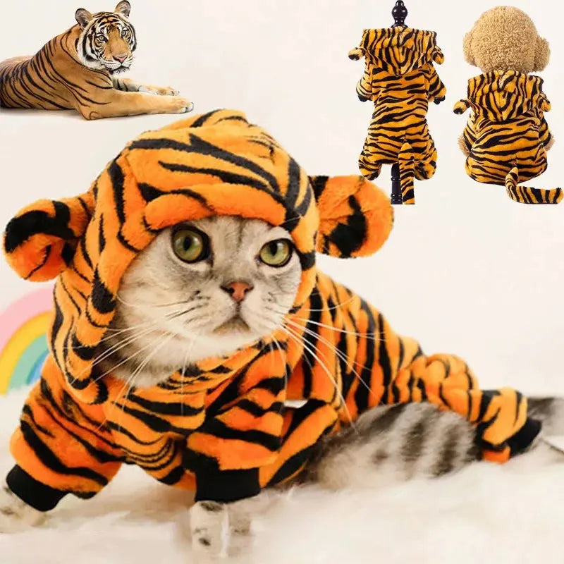 Warm Flannel Pet Costume - Tiger & Dinosaur Styles AliExpress