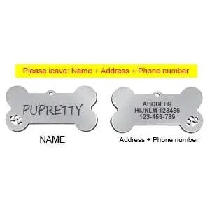 Custom Engraved Bone Shaped Pet ID Tag - Poochi Paws