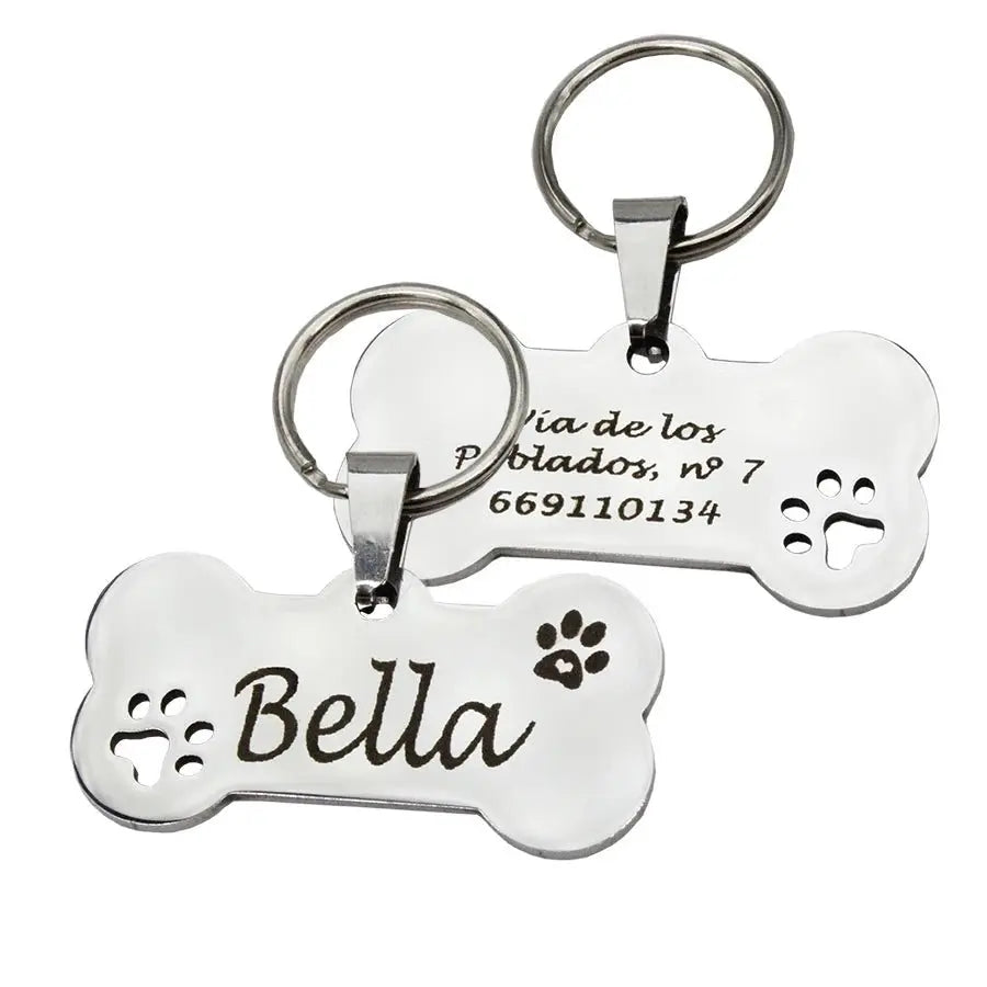 Custom Engraved Bone Shaped Pet ID Tag - Poochi Paws