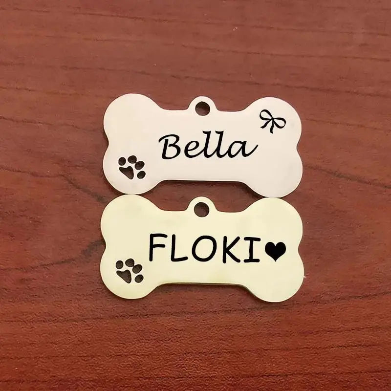 Custom Engraved Bone Shaped Pet ID Tag - Poochi Paws