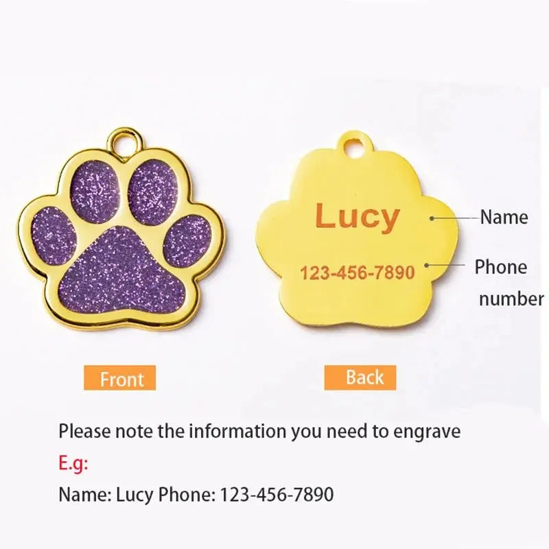 Custom Engraved Stylish Pet ID Tag - Poochi Paws