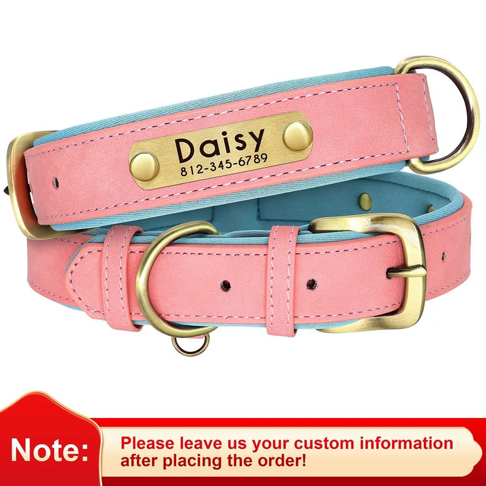 Custom Leather Dog ID Collar - Poochi Paws