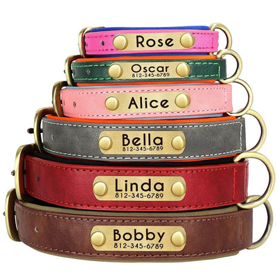 Custom Leather Dog ID Collar - Poochi Paws