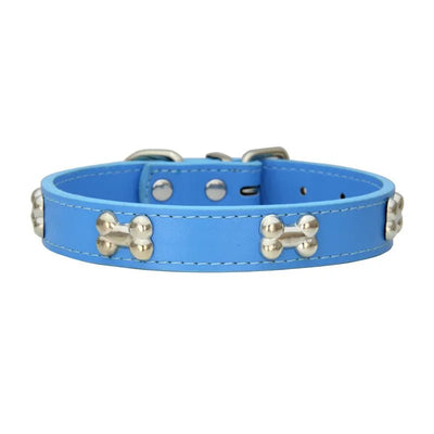 Durable Leather Bone Dog Collar - Poochi Paws