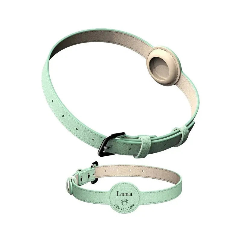 Leather AirTag Pet Collar - Poochi Paws