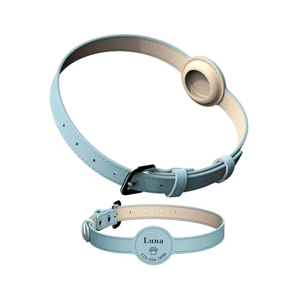 Leather AirTag Pet Collar - Poochi Paws