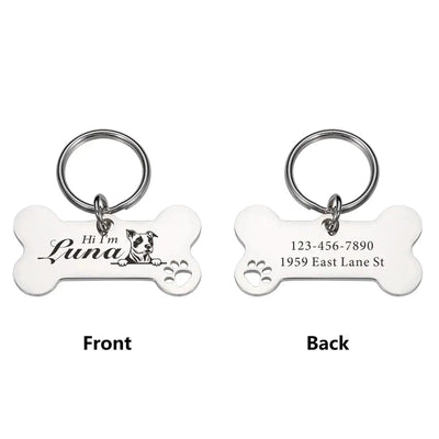 Personalized Bone Dog Collar Tag - Poochi Paws