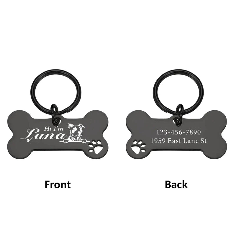 Personalized Bone Dog Collar Tag - Poochi Paws