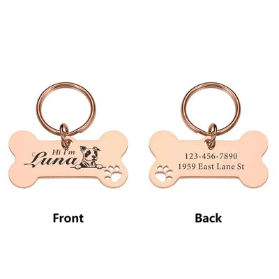 Personalized Bone Dog Collar Tag - Poochi Paws