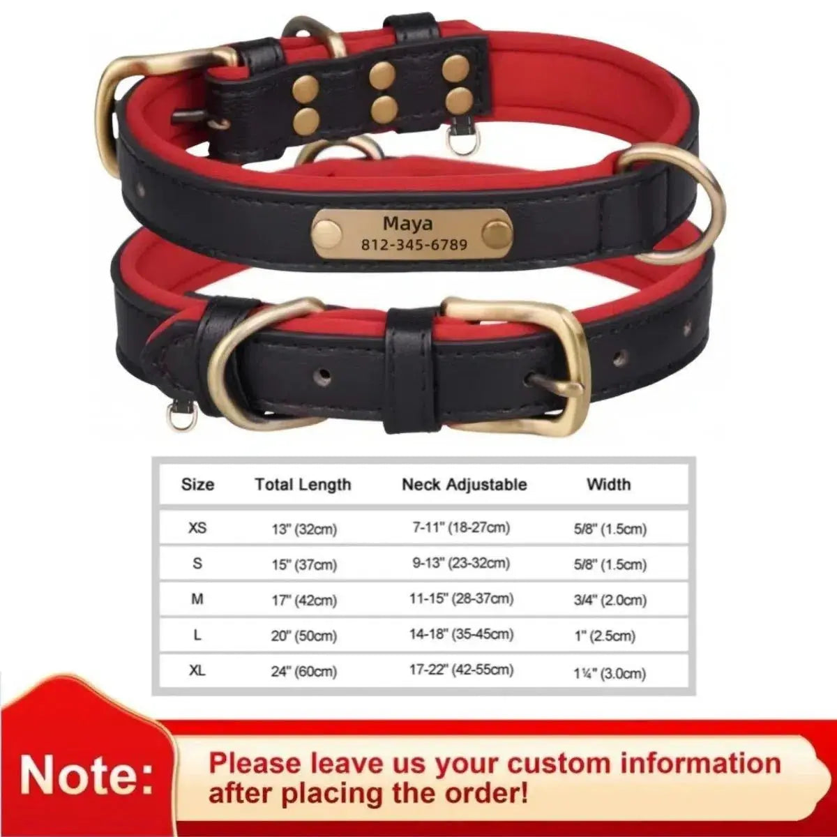 Personalized Leather Dog Collar - Poochi Paws