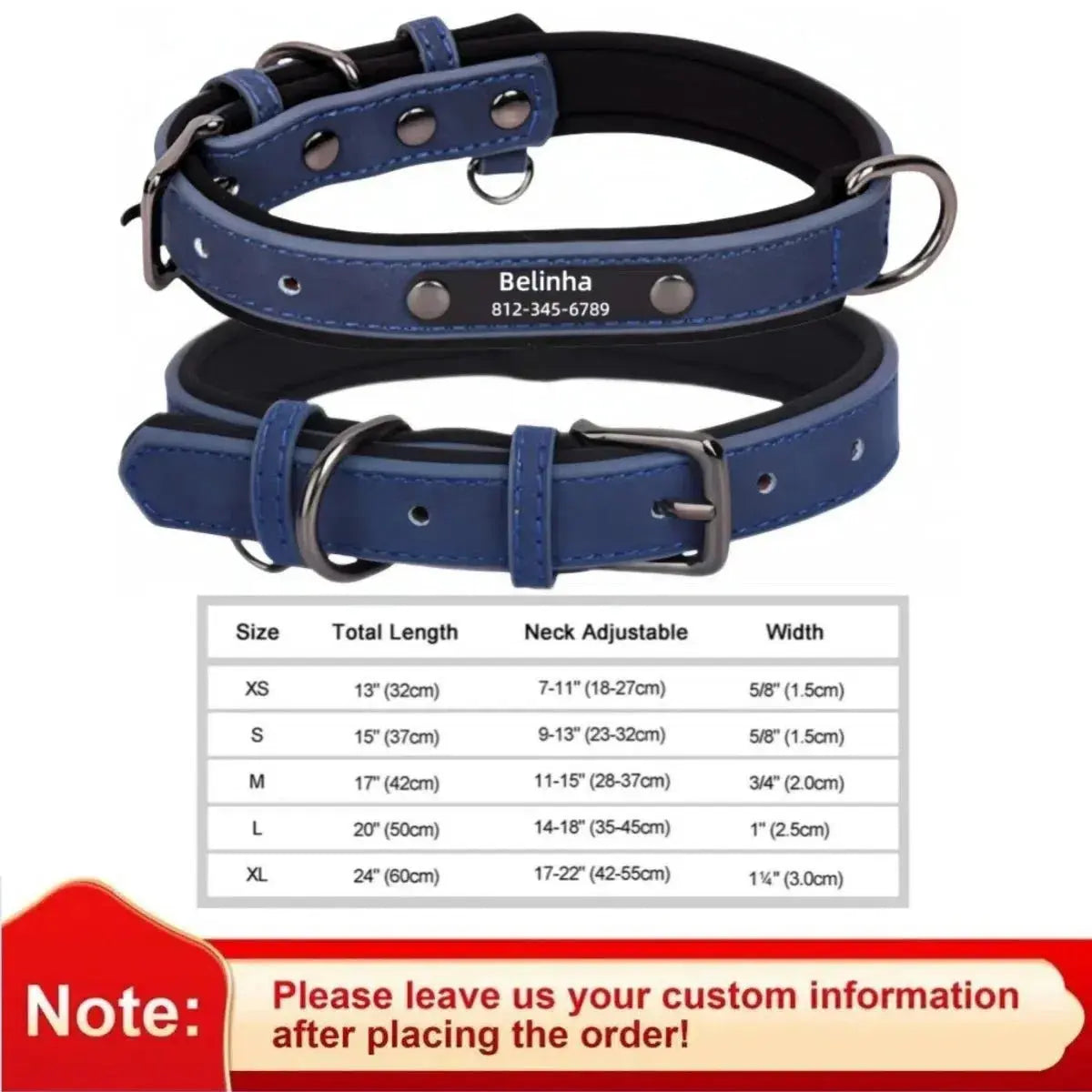 Personalized Leather Dog Collar - Poochi Paws