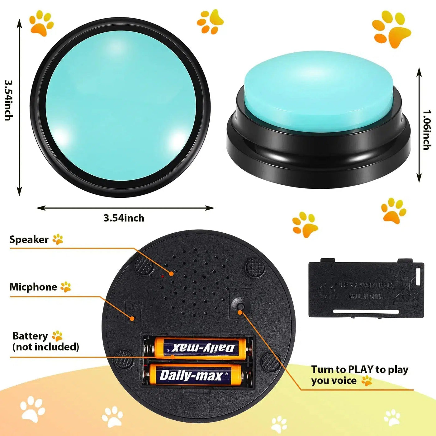 Talking Dog Recordable Buttons - Poochi Paws