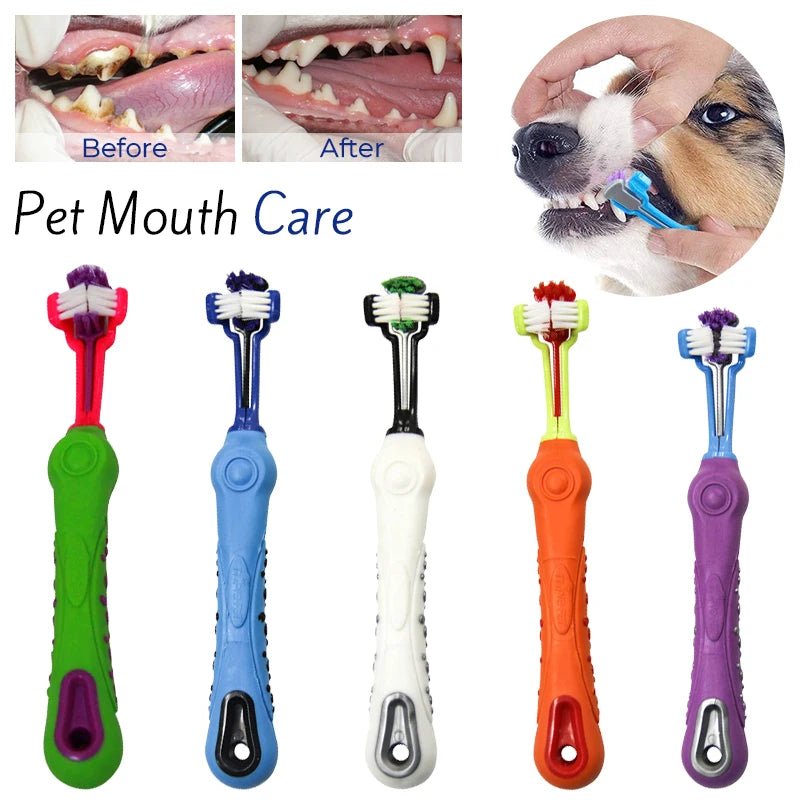 Three - Sided Pet Toothbrush - Poochi Paws